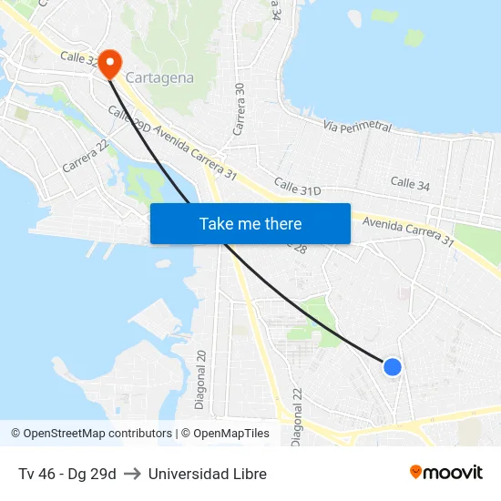 Tv 46 - Dg 29d to Universidad Libre map