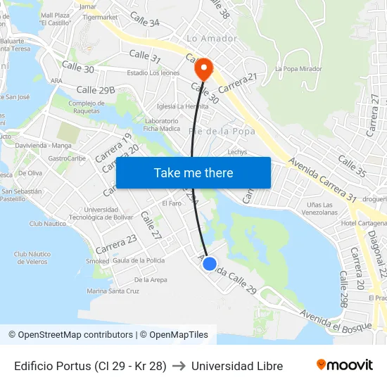 Edificio Portus (Cl 29 - Kr 28) to Universidad Libre map