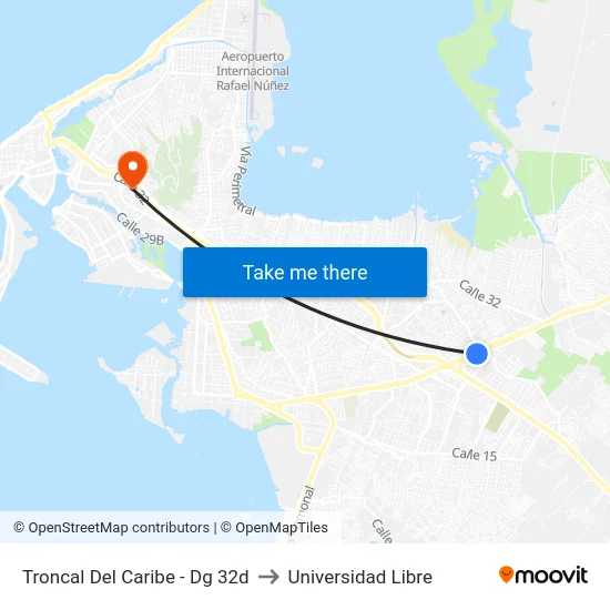 Troncal Del Caribe - Dg 32d to Universidad Libre map