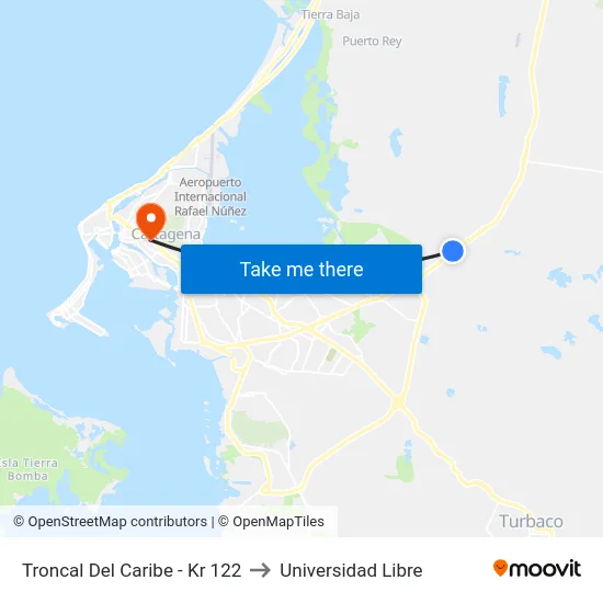 Troncal Del Caribe - Kr 122 to Universidad Libre map