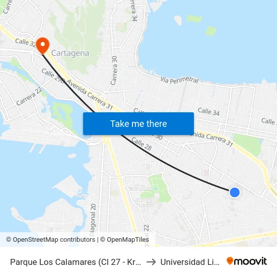 Parque Los Calamares (Cl 27 - Kr 56) to Universidad Libre map