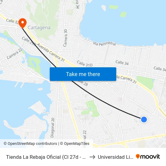 Tienda La Rebaja Oficial (Cl 27d - Kr 57) to Universidad Libre map