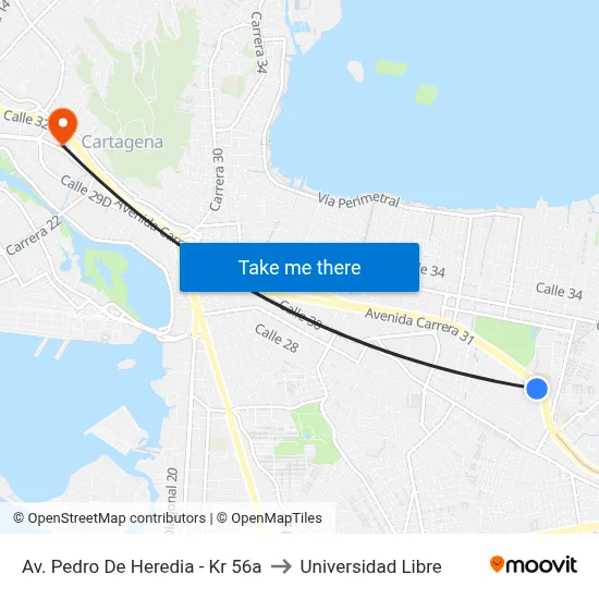 Av. Pedro De Heredia - Kr 56a to Universidad Libre map