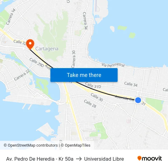 Av. Pedro De Heredia - Kr 50a to Universidad Libre map