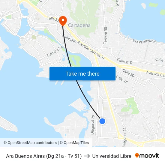 Ara Buenos Aires (Dg 21a - Tv 51) to Universidad Libre map
