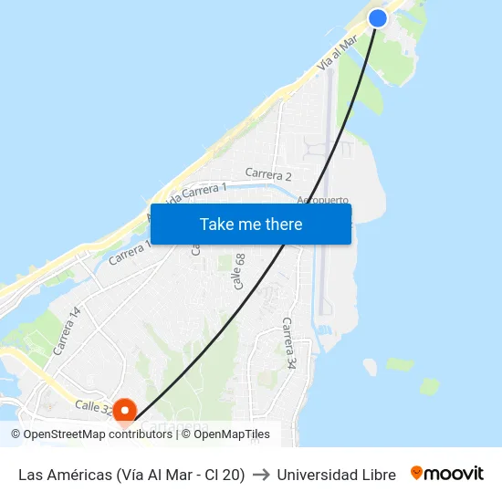 Las Américas (Vía Al Mar - Cl 20) to Universidad Libre map