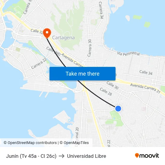 Junín (Tv 45a - Cl 26c) to Universidad Libre map