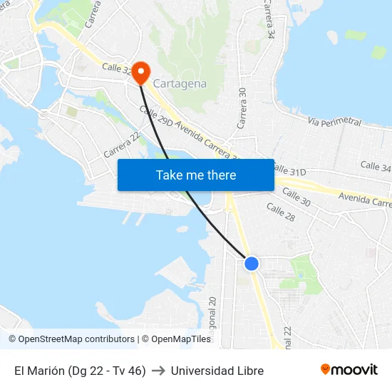 El Marión (Dg 22 - Tv 46) to Universidad Libre map