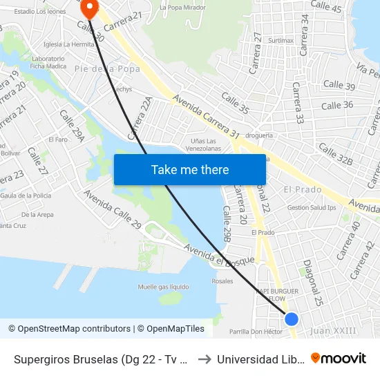 Supergiros Bruselas (Dg 22 - Tv 44) to Universidad Libre map