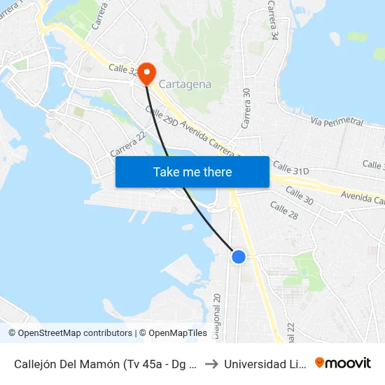 Callejón Del Mamón (Tv 45a - Dg 21a) to Universidad Libre map