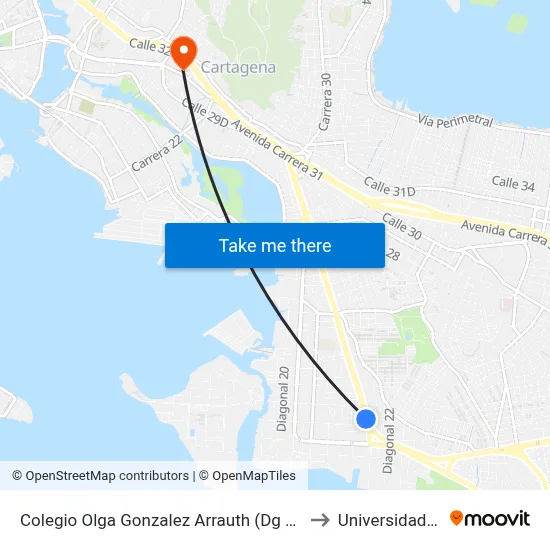 Colegio Olga Gonzalez Arrauth (Dg 22 - Tv 52b) to Universidad Libre map