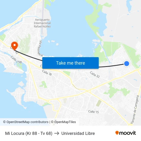 Mi Locura (Kr 88 - Tv 68) to Universidad Libre map