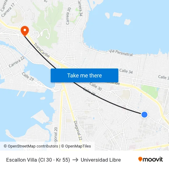 Escallon Villa (Cl 30 - Kr 55) to Universidad Libre map