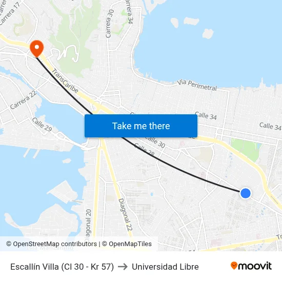 Escallín Villa (Cl 30 - Kr 57) to Universidad Libre map