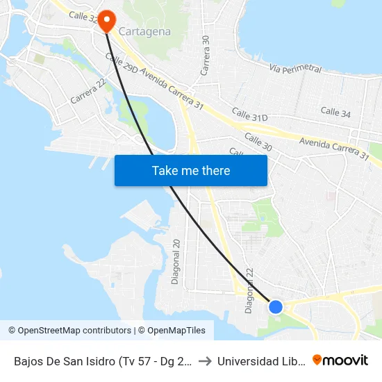Bajos De San Isidro (Tv 57 - Dg 25) to Universidad Libre map