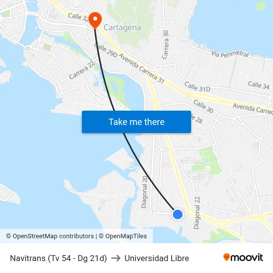 Navitrans (Tv 54 - Dg 21d) to Universidad Libre map