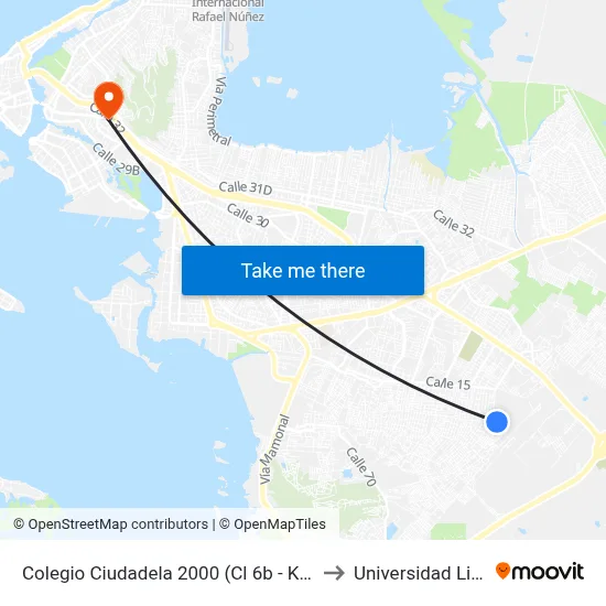 Colegio Ciudadela 2000 (Cl 6b - Kr 83) to Universidad Libre map