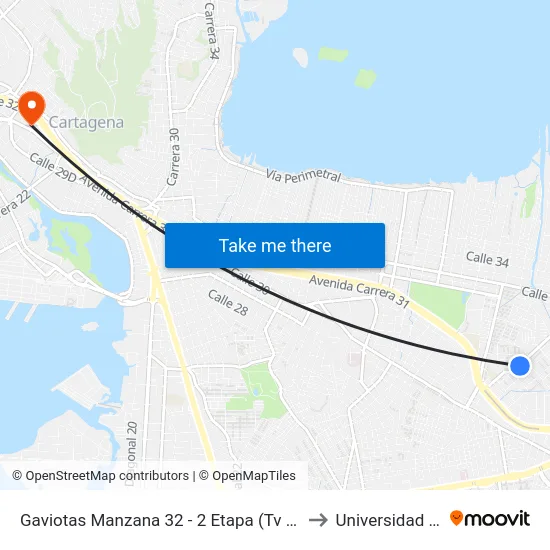 Gaviotas Manzana 32 - 2 Etapa (Tv 66 - Kr 32) to Universidad Libre map