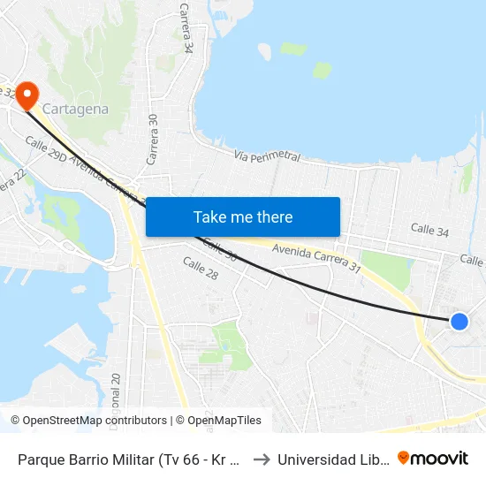 Parque Barrio Militar (Tv 66 - Kr 32) to Universidad Libre map