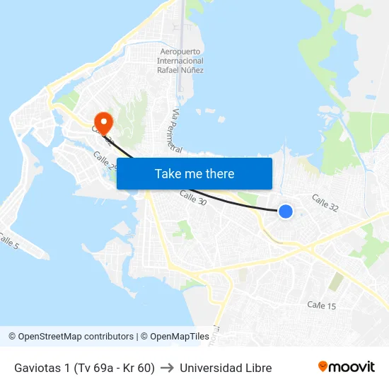 Gaviotas 1 (Tv 69a - Kr 60) to Universidad Libre map
