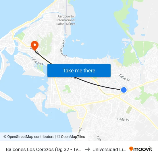 Balcones Los Cerezos (Dg 32 - Tv 74a) to Universidad Libre map