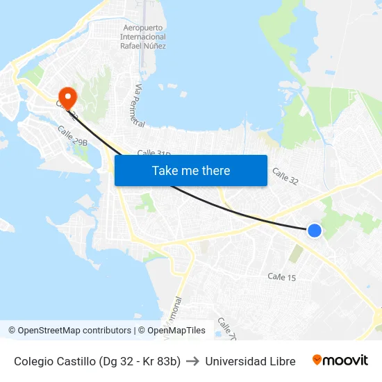 Colegio Castillo (Dg 32 - Kr 83b) to Universidad Libre map