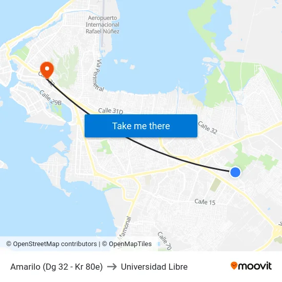 Amarilo (Dg 32 - Kr 80e) to Universidad Libre map