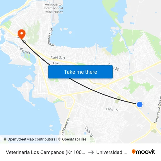 Veterinaria Los Campanos (Kr 100 - Cl 34) to Universidad Libre map