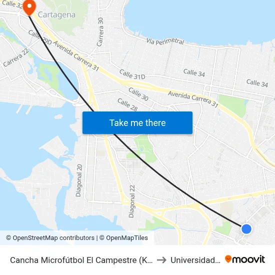 Cancha Microfútbol El Campestre (Kr 57d - Cl 21) to Universidad Libre map