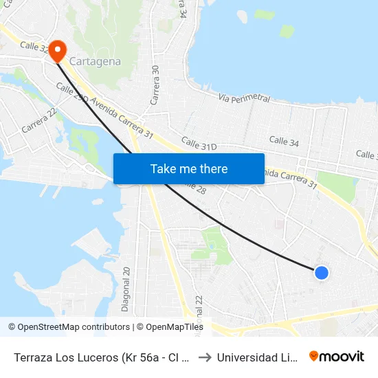 Terraza Los Luceros (Kr 56a - Cl 24) to Universidad Libre map