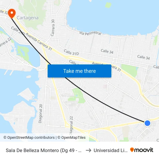 Sala De Belleza Montero (Dg 49 - Tv 54) to Universidad Libre map