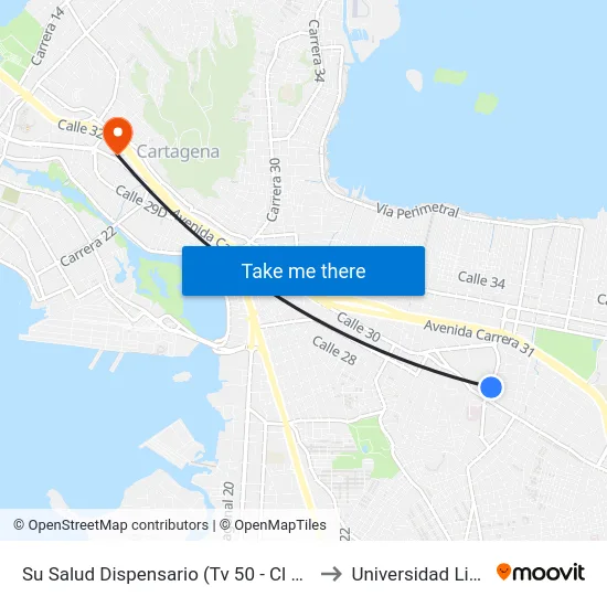 Su Salud Dispensario (Tv 50 - Cl 30d) to Universidad Libre map