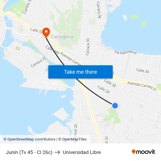 Junín (Tv 45 - Cl 26c) to Universidad Libre map