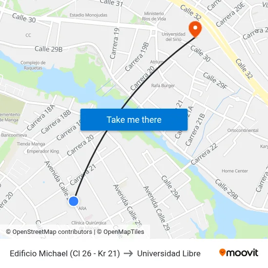 Edificio Michael (Cl 26 - Kr 21) to Universidad Libre map