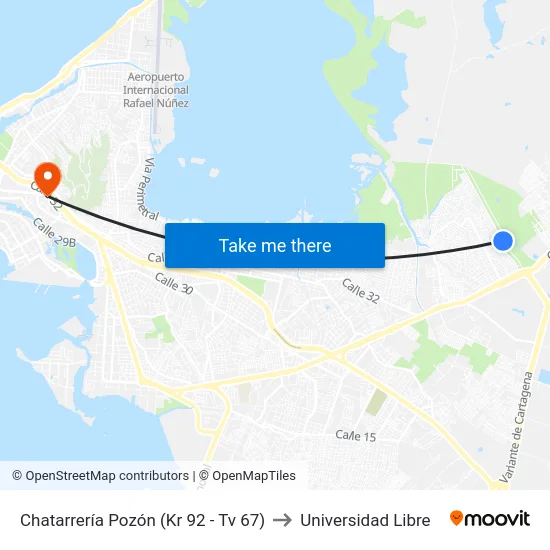 Chatarrería Pozón (Kr 92 - Tv 67) to Universidad Libre map