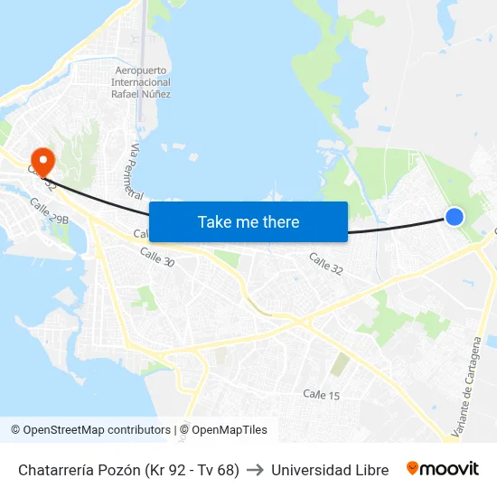 Chatarrería Pozón (Kr 92 - Tv 68) to Universidad Libre map
