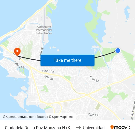 Ciudadela De La Paz Manzana H (Kr 91 - Cl 61) to Universidad Libre map