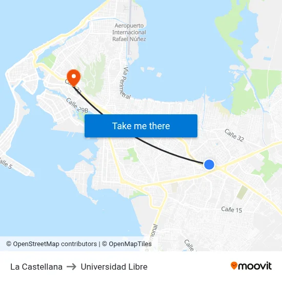 La Castellana to Universidad Libre map