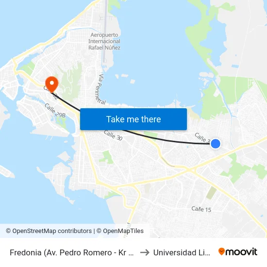 Fredonia (Av. Pedro Romero - Kr 80) to Universidad Libre map