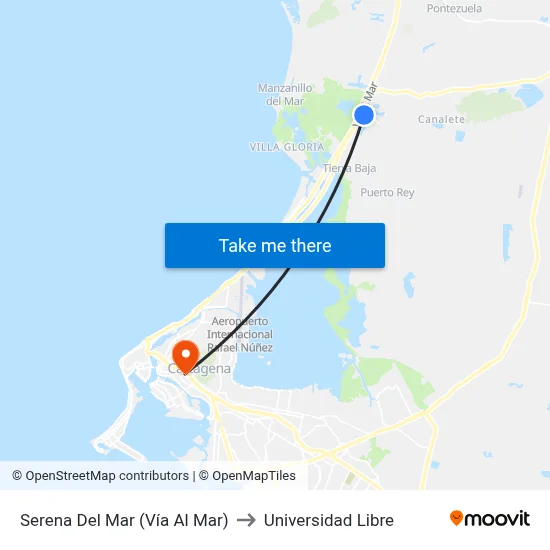 Serena Del Mar (Vía Al Mar) to Universidad Libre map