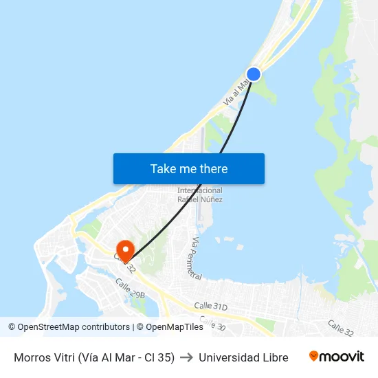Morros Vitri (Vía Al Mar - Cl 35) to Universidad Libre map