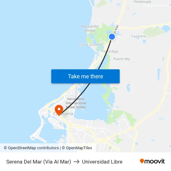 Serena Del Mar (Vía Al Mar) to Universidad Libre map