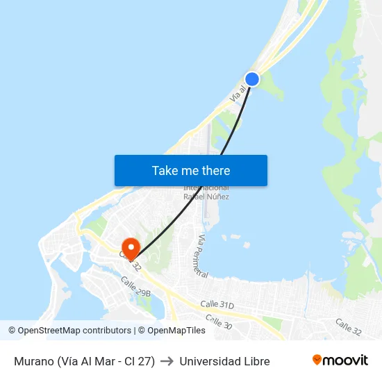 Murano (Vía Al Mar - Cl 27) to Universidad Libre map