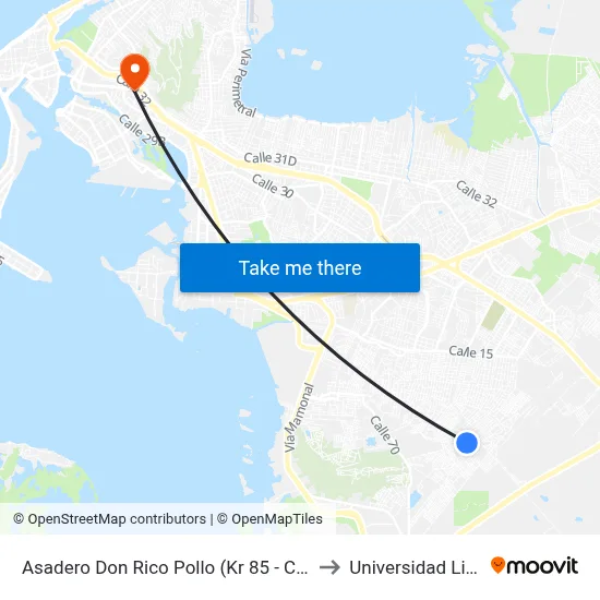 Asadero Don Rico Pollo (Kr 85 - Cl 2h) to Universidad Libre map