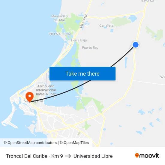 Troncal Del Caribe - Km 9 to Universidad Libre map