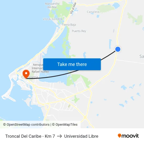 Troncal Del Caribe - Km 7 to Universidad Libre map