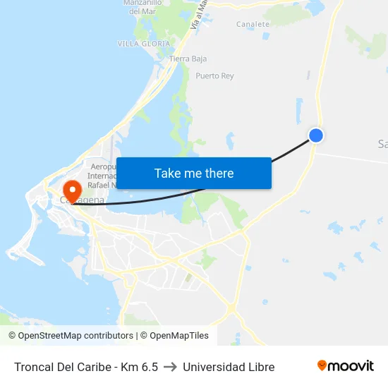 Troncal Del Caribe - Km 6.5 to Universidad Libre map