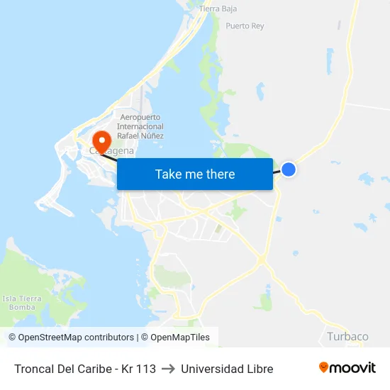 Troncal Del Caribe - Kr 113 to Universidad Libre map