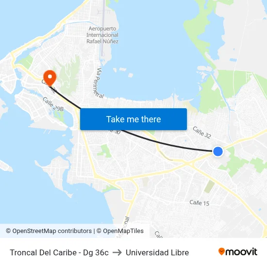Troncal Del Caribe - Dg 36c to Universidad Libre map