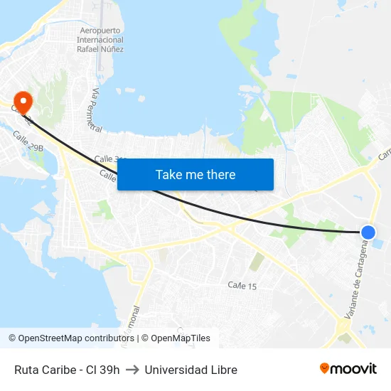 Ruta Caribe - Cl 39h to Universidad Libre map